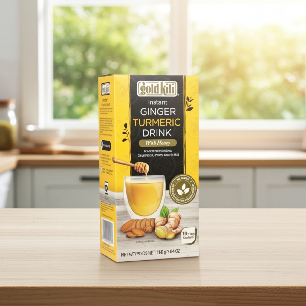 Instant drink with ginger and turmeric