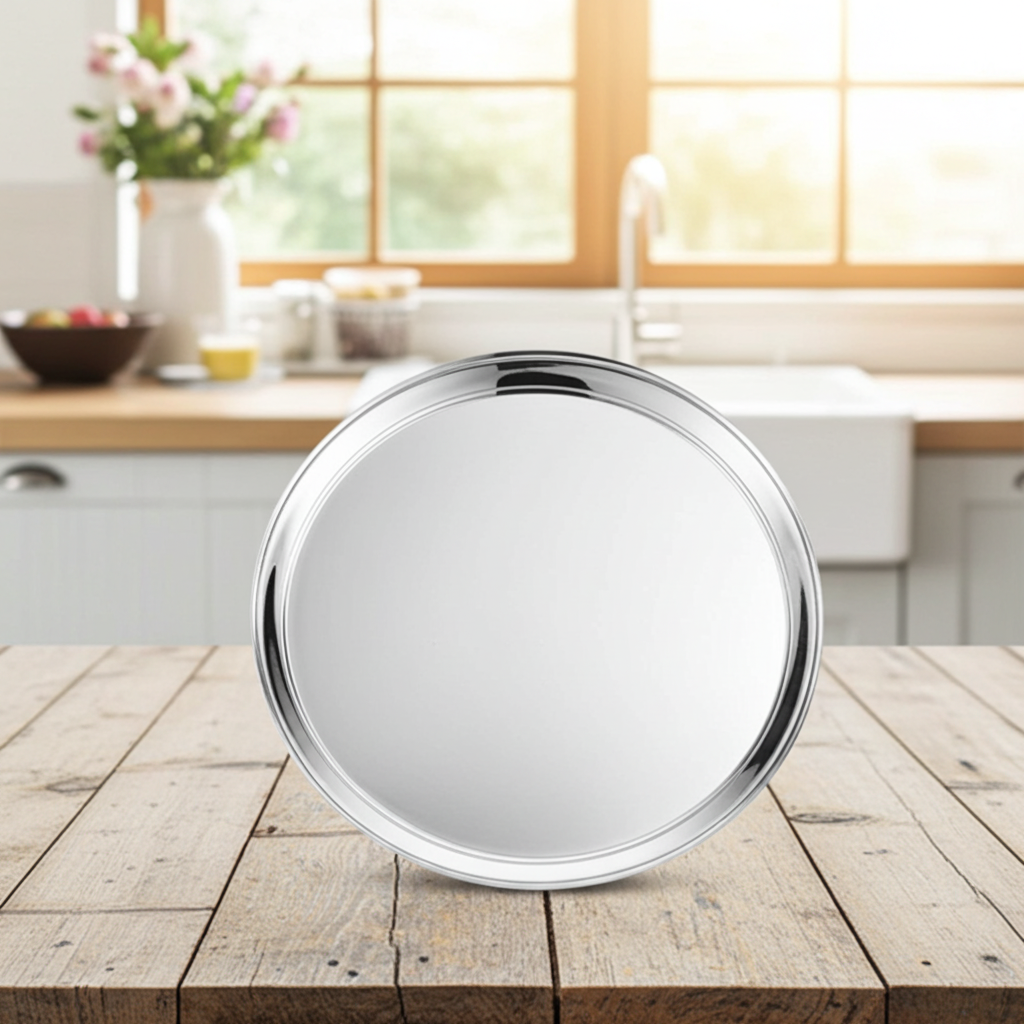 Stainless Steel Thali Plate (Farfurie din otel inoxidabil) 14”/35cm