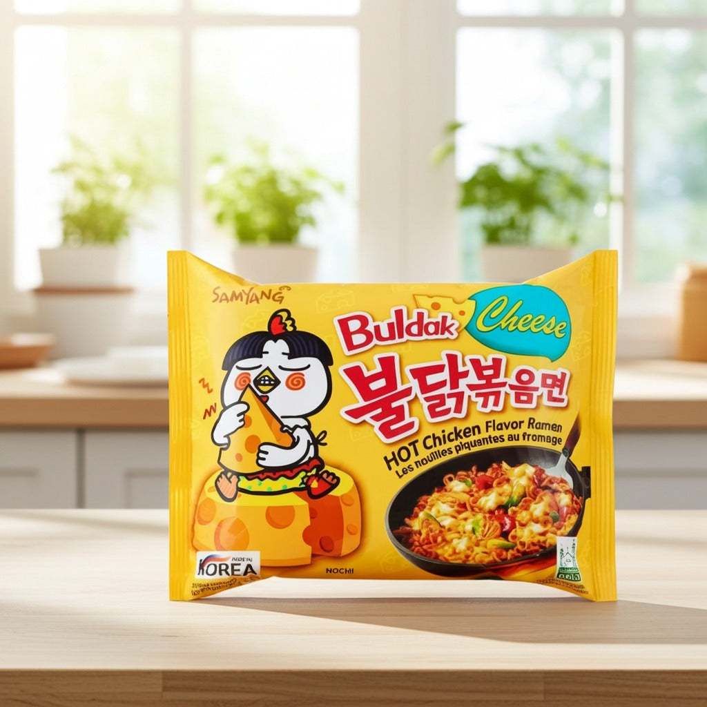 Samyang Buldak Instant Noodles Hot Chicken Ramen Cheese 140g(Taietei buldak cu cascaval) 140g