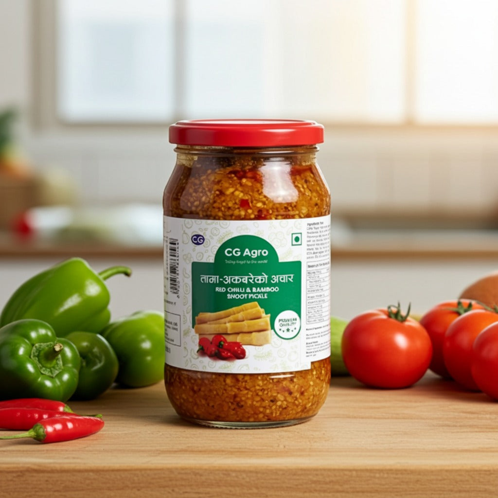 CG Agro Hot Cherry and Bamboo Shoot Pickle( Murături de bambus și ardei iute roșu) 380g