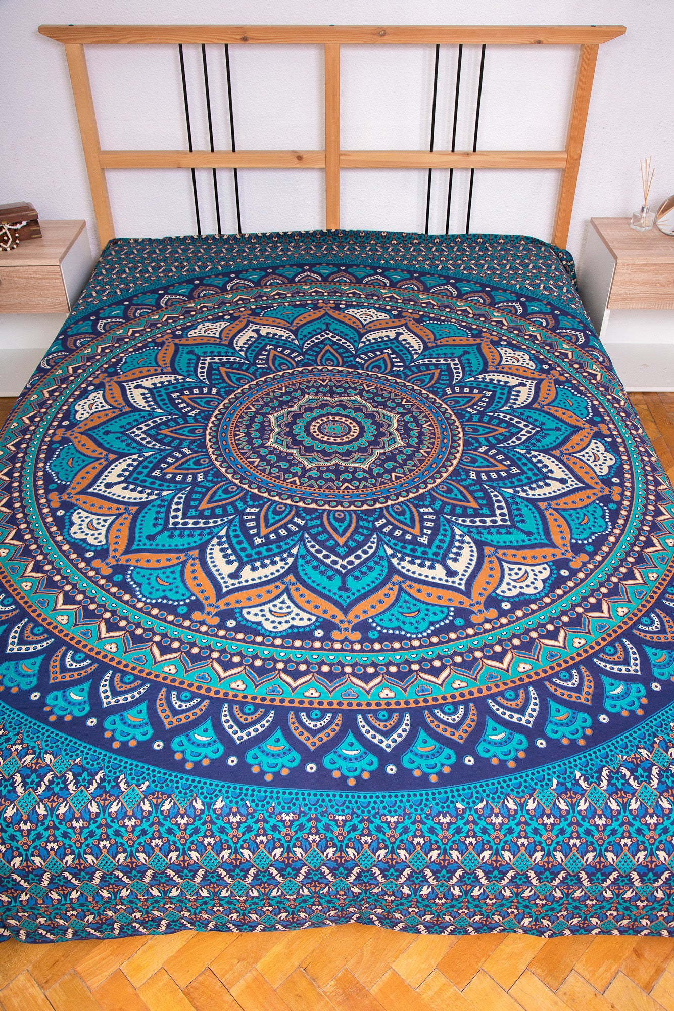 Blue lotus flower double quilt(Cuvertura dubla albastra floare de lotus)240cmX200cm