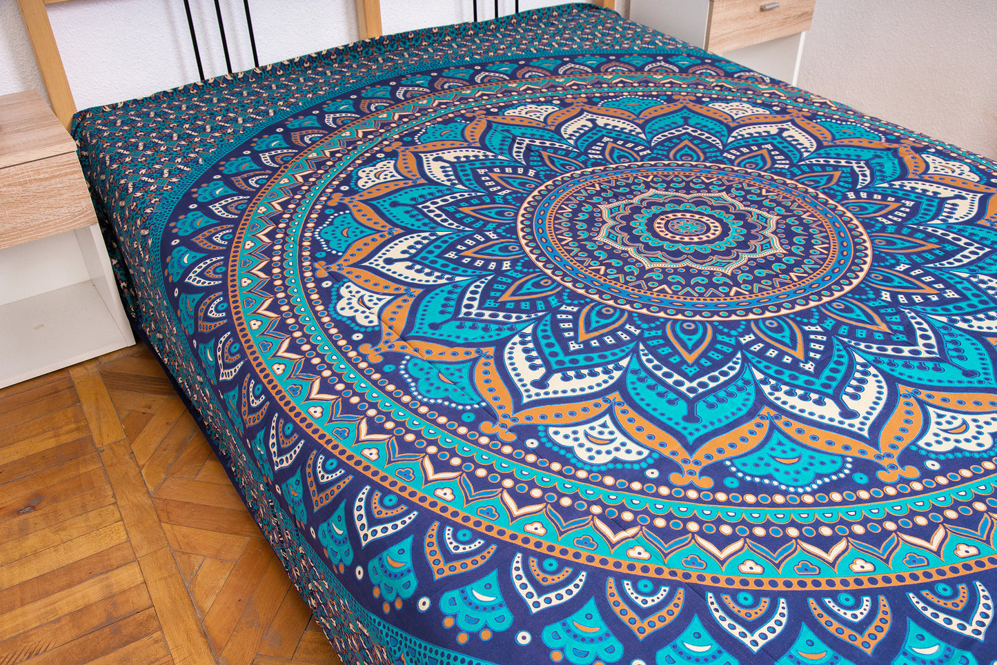 Blue lotus flower double quilt(Cuvertura dubla albastra floare de lotus)240cmX200cm