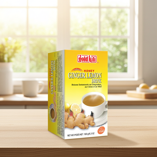 Instant drink with honey, ginger and lemon