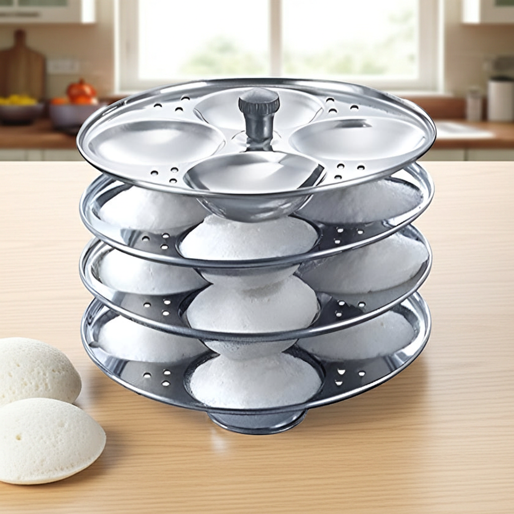 Stainless Steel 4-Rack Idli Stand(Suport Idli din oțel inoxidabil cu 4 rafturi)