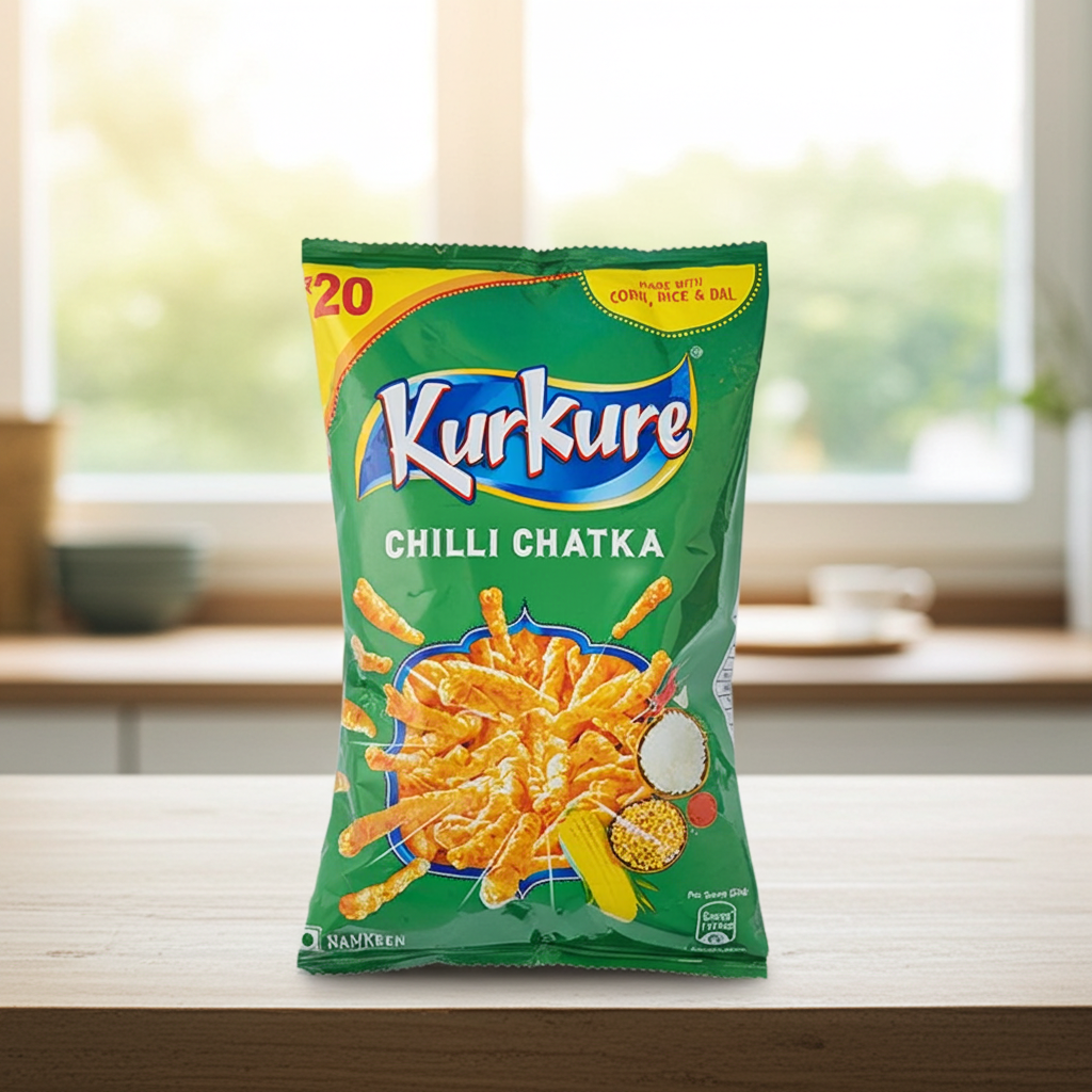 Kurkure Chilli Chatka (Snacks cu orez, naut si porumb) 82g