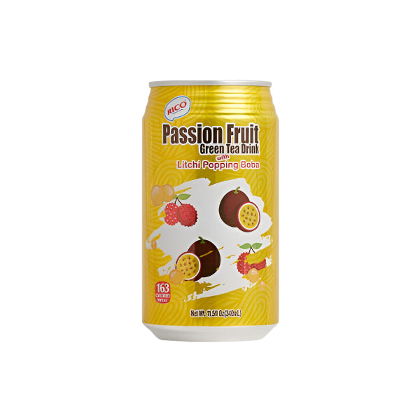 RICO Green Tea Drink Passion Fruit & Boba(Băutură, ceai verde cu aromă de fructul pasiunii și lici)350 ml