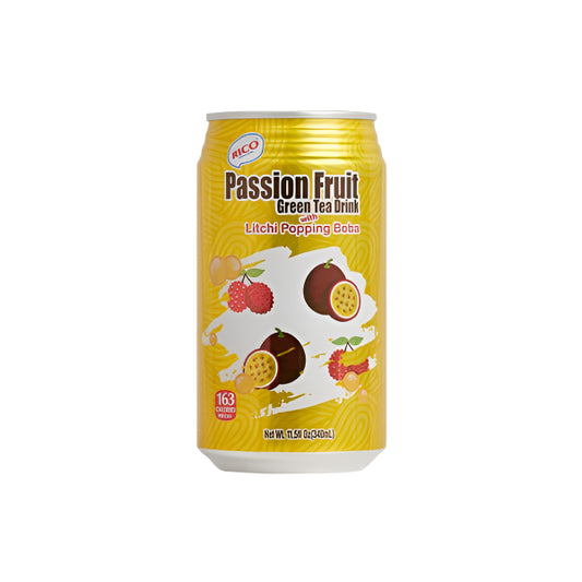 RICO Green Tea Drink Passion Fruit & Boba(Băutură, ceai verde cu aromă de fructul pasiunii și lici)350 ml