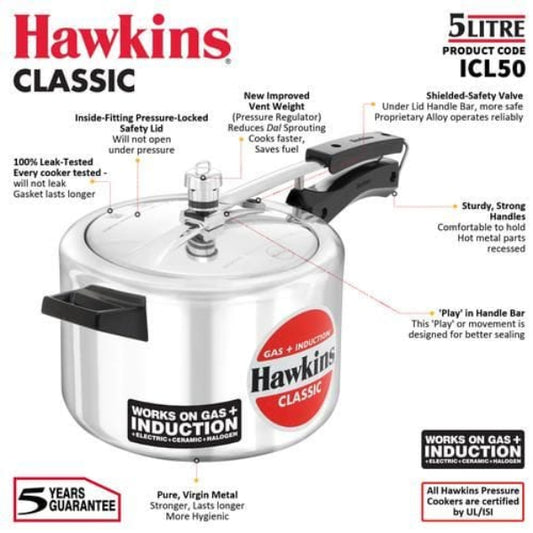 HAWKINS PRESSURE COOKER CALSSIC WITH INDUCTION(Oala cu Presiune ) 5L