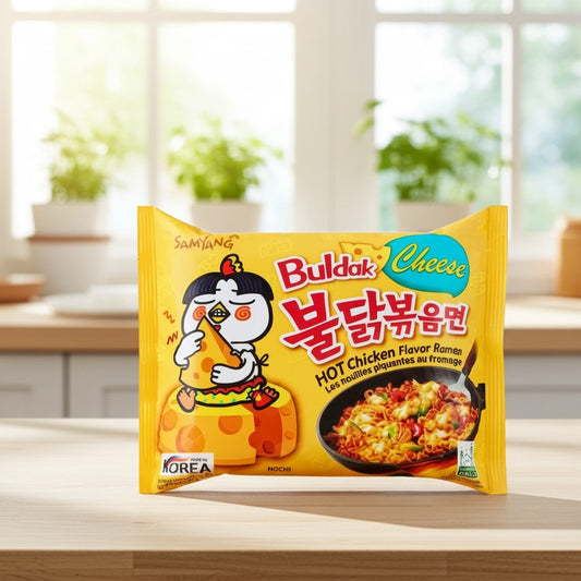 Samyang Buldak Instant Noodles Hot Chicken Ramen Cheese 140g(Taietei buldak cu cascaval) 140g