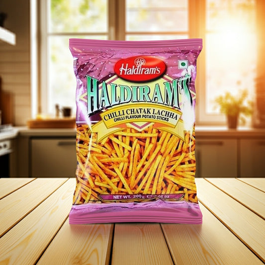 Haldiram Chilii Chatak Lacha(Snack de cartofi) 200g