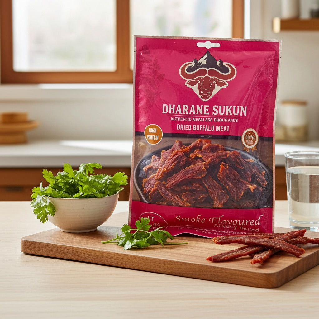 Dharane Sukuti Dried Buffalo Meat(Carne de Bivol Uscata) 300g
