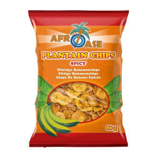 Afroase Plantain Chips Spicy(Chipsuri picante de banane)80 g