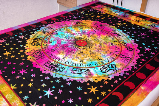 Multicolored blanket with Astrological print(Cuvertura muticolora cu print Astrologic)200cmX160cm