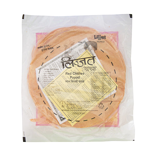 Lijjat Papad Red Chillies (Pappadums cu ardei iute rosu) 20buc