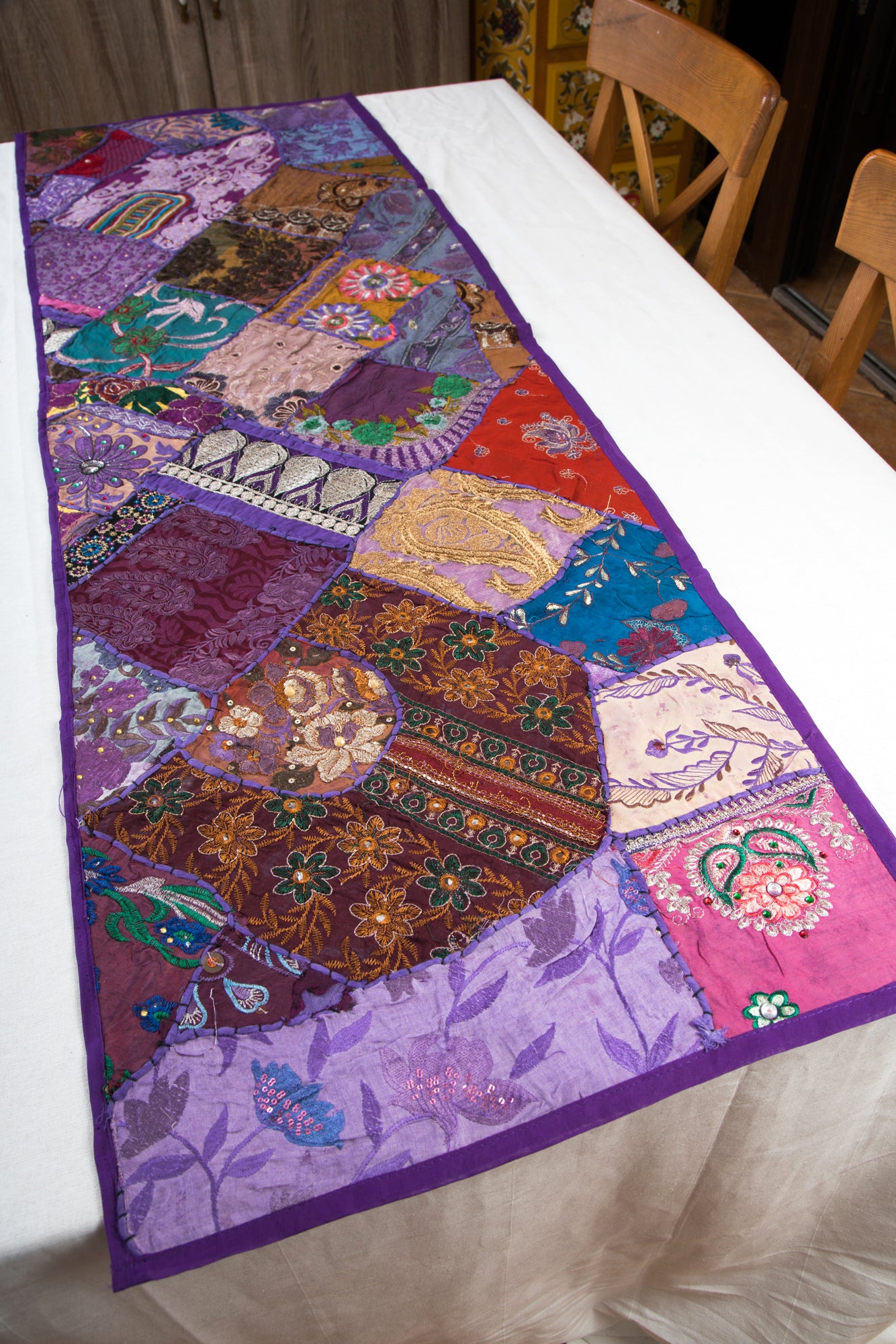 Handmade light purple Table Runner (Fata de masa mov deschis)150cm X 50cm