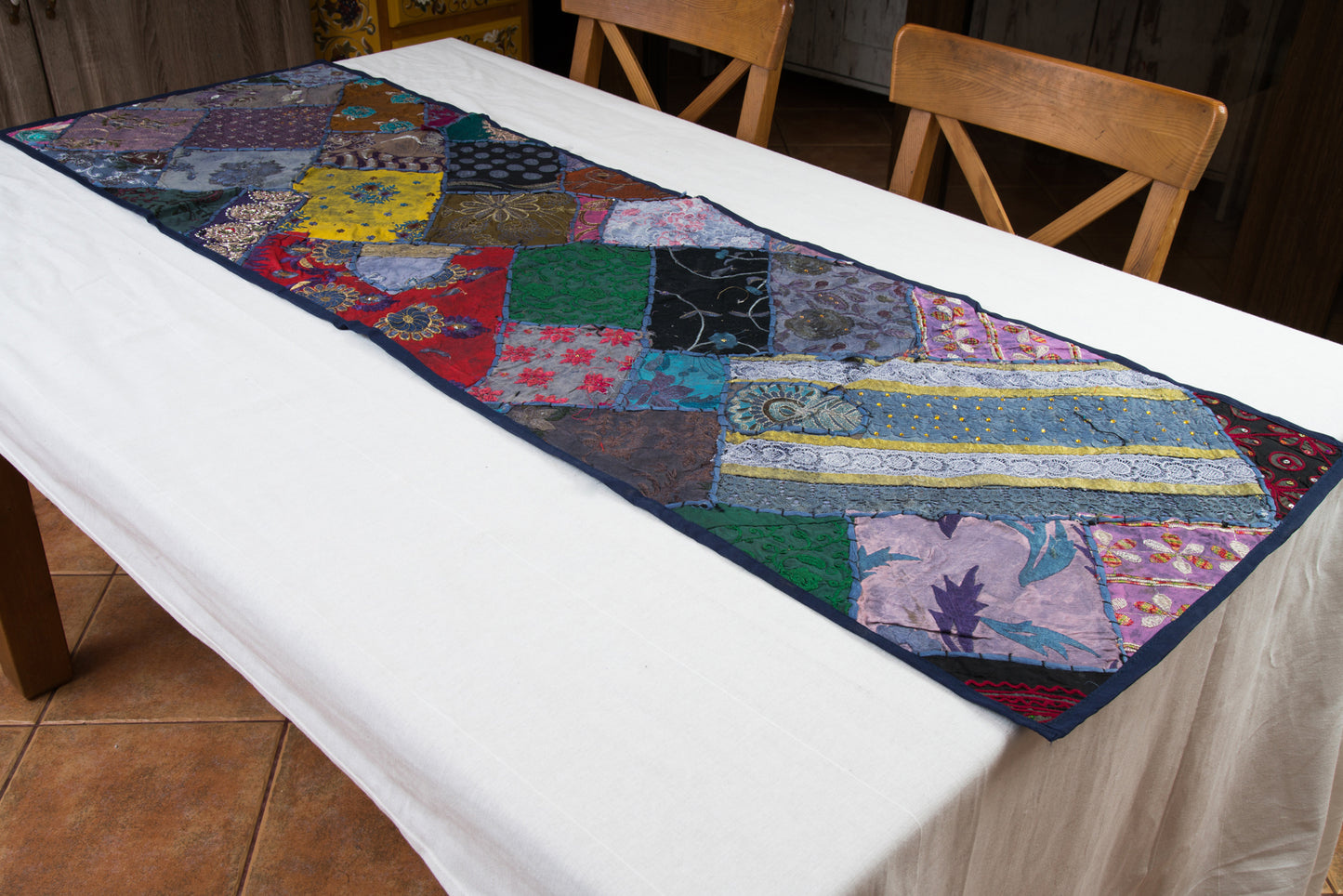 Handmade dark purple  Table Runner ( Fata de masa mov inchis )150cm X 50cm